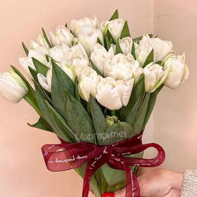 Белый пионовидный 19шт